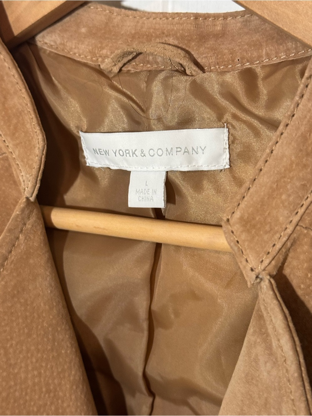 New York & Company Suede Moto Jacket in Tan - Picture 8 of 9
